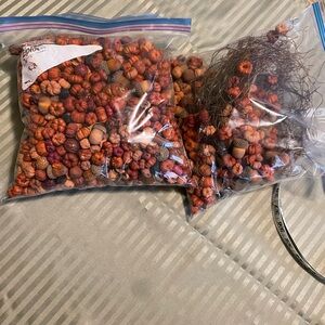 Orange Mixed Pumpkin/ Acorn Bag - Assorted Natural Accents